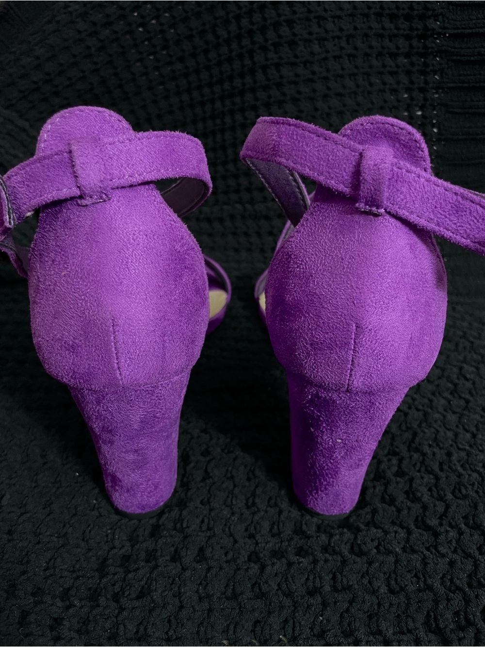 Trary Purple Suede Crisscross Ankle Strap Heels - Picture 3 of 9